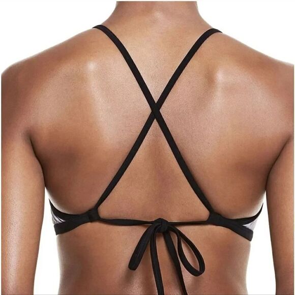 Nike Electrify Sport High-Neck Bikini Swim Top in Fuschia Stripe Size Small - Picture 2 of 12